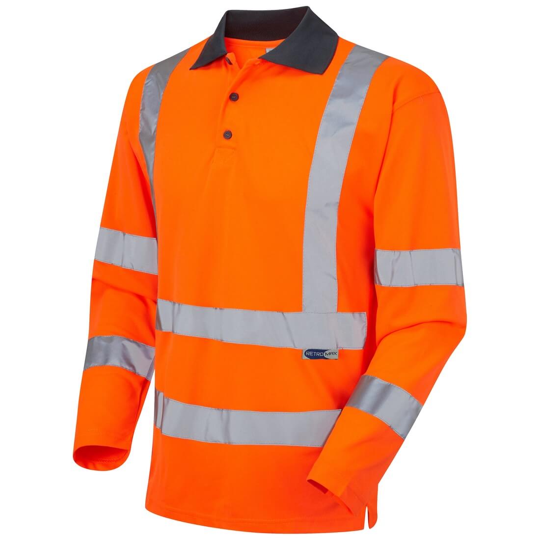 Long sleeve orange hi clearance vis polo